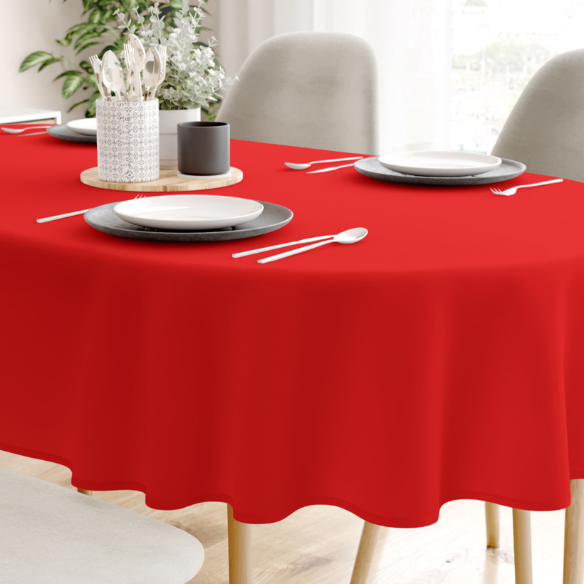 Pamut asztalterítő - piros - ovális