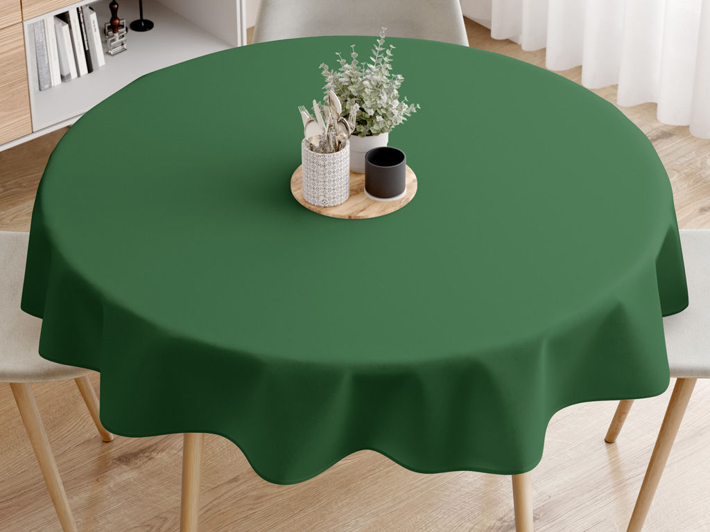 Pamut asztalterítő - sötétzöld - kör alakú starý