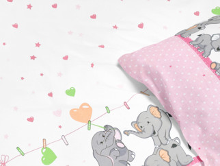 Gyermek pamut ágyneműhuzat - cikkszám 617 rózsaszínű elefántok