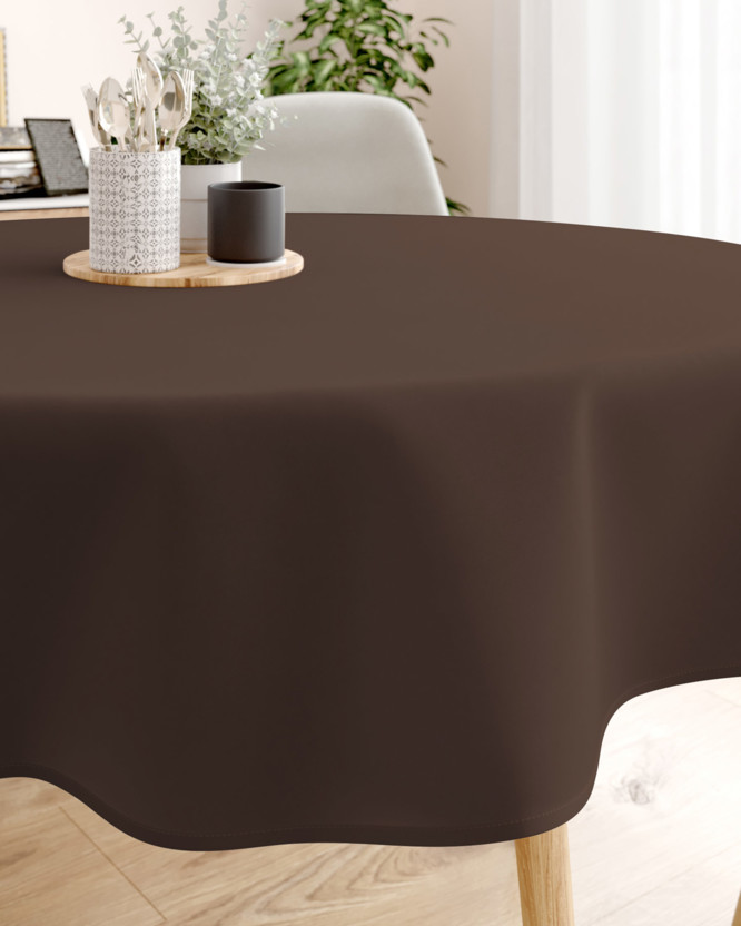 Pamut asztalterítő - sötétbarna - kör alakú