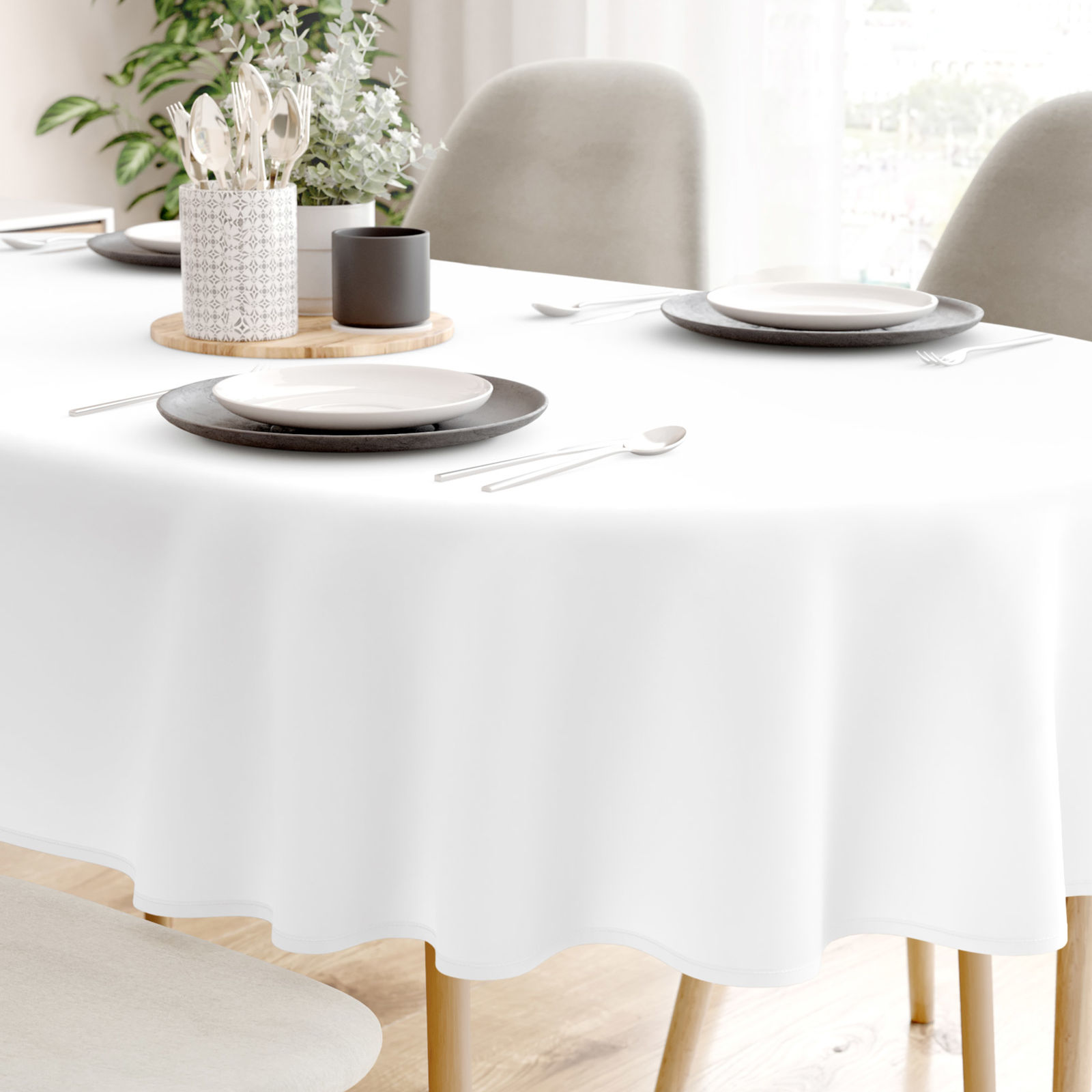 Pamut asztalterítő - fehér - ovális