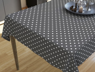LONETA dekoratív asztalterítő - fehér pöttyös sötétszürke alapon