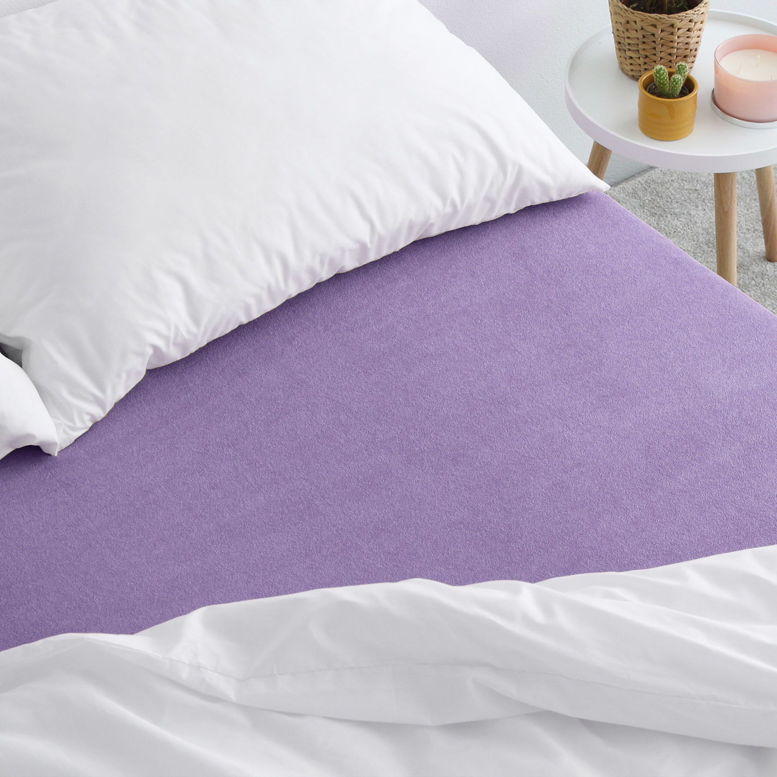 Exkluzív frottír lepedő magas matracokhoz - lila