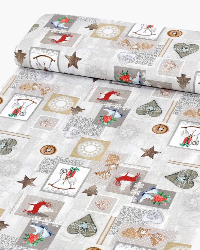 Karácsonyi dekoratív anyag Loneta - Karácsonyi patchwork