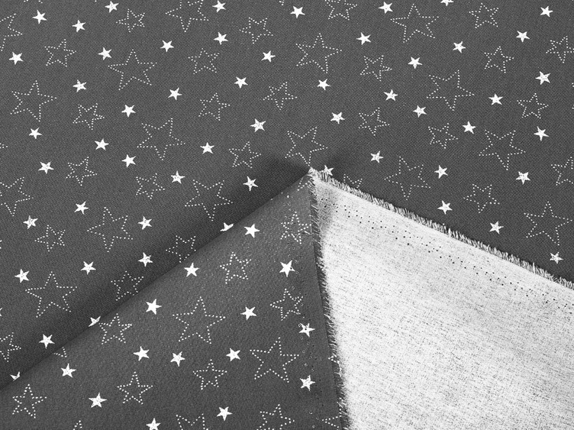 Karácsonyi pamut ágyneműhuzat - cikkszám X - 17 fehér csillagok szürke alapon
