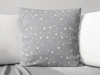 Pamut párnahuzat - fehér csillagok szürke alapon