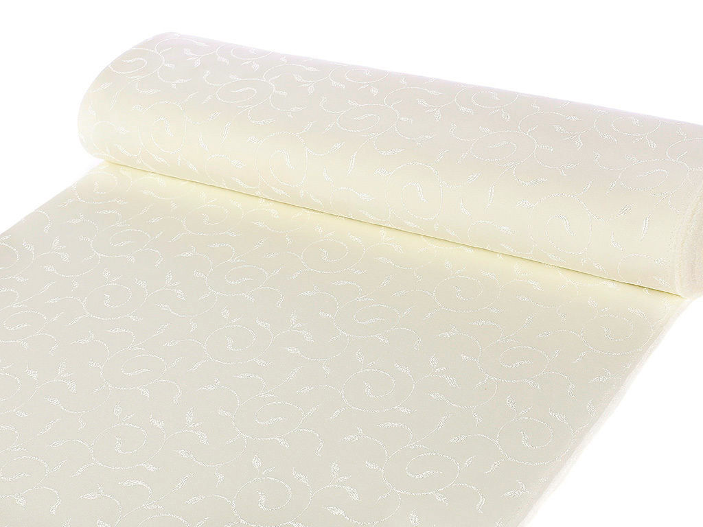 Luxus teflon szövet terítőknek - tej színű, nagy ornamentekkel