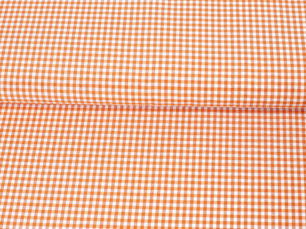 Dekoratív anyag MENORCA - kicsi narancssárga - fehér kockák