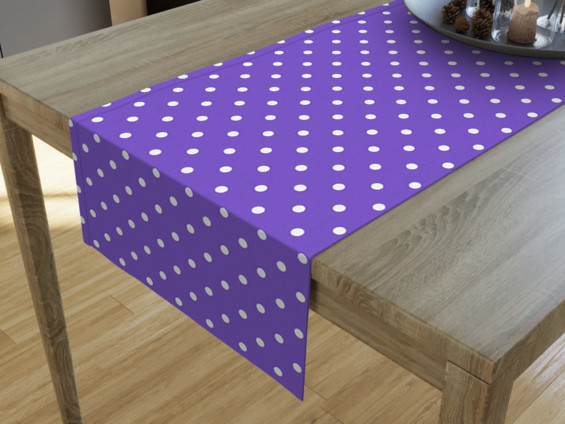 LONETA dekoratív asztali futó - fehér pöttyök lila alapon