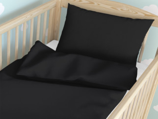 Gyermek pamut ágyneműhuzat kiságyba - fekete