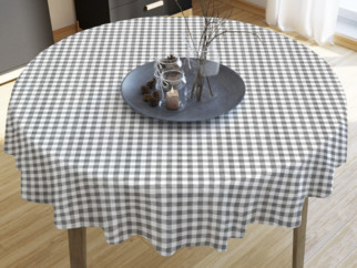 MENORCA dekoratív asztalterítő - szürke - fehér kockás - kör alakú