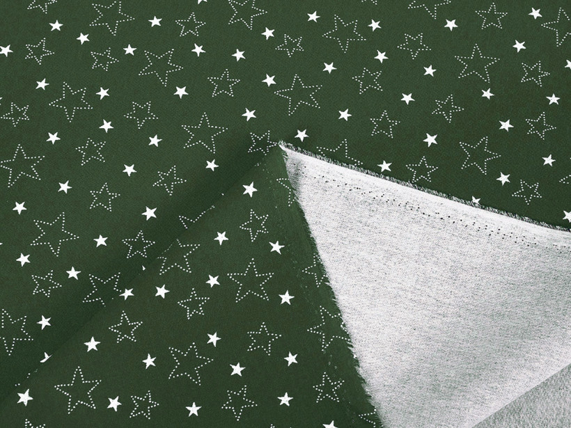 Karácsonyi pamutvászon - karácsonyi, cikkszám X-29, fehér csillagok zöld alapon