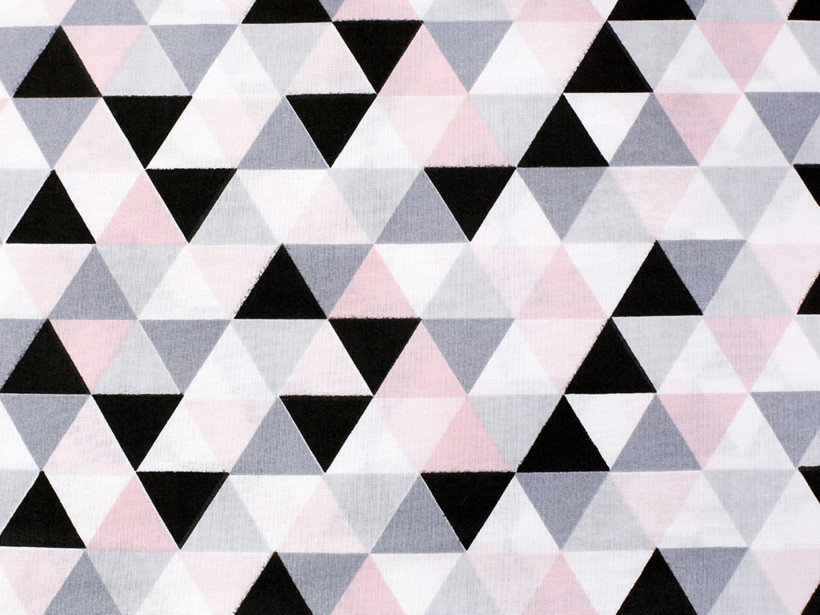 Pamut ágyneműhuzat - cikkszám 972 rózsaszínű és szürke háromszögek