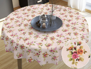 LONETA dekoratív asztalterítő - rózsák világos lazacszínű alapon - kör alakú