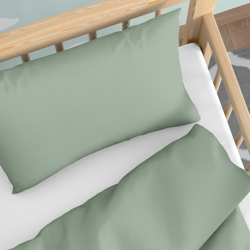 Gyermek pamut ágyneműhuzat kiságyba - Zsálya színű