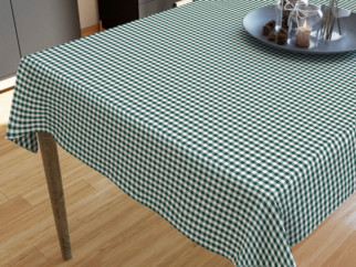 KANAFAS pamut asztalterítő -  kicsi zöld-fehér kockás