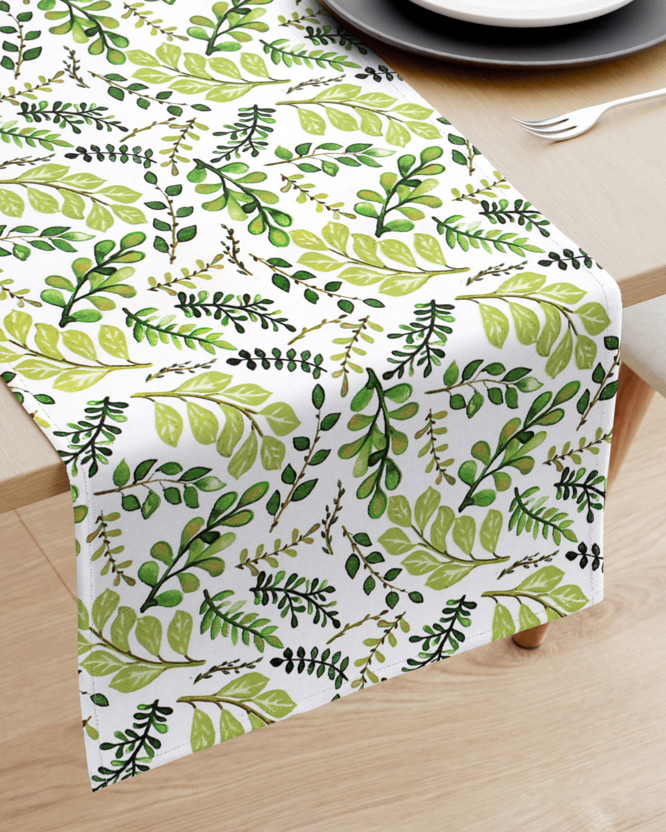 Pamut asztali futó - zöld levelek