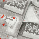 LONETA karácsonyi dekoratív asztalterítő - hóemberek szürke alapon