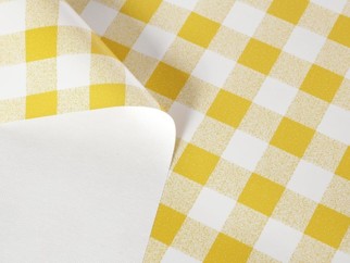 Textil hátoldalú pvc terítő - sárga kockás - méteráru 140 cm széles