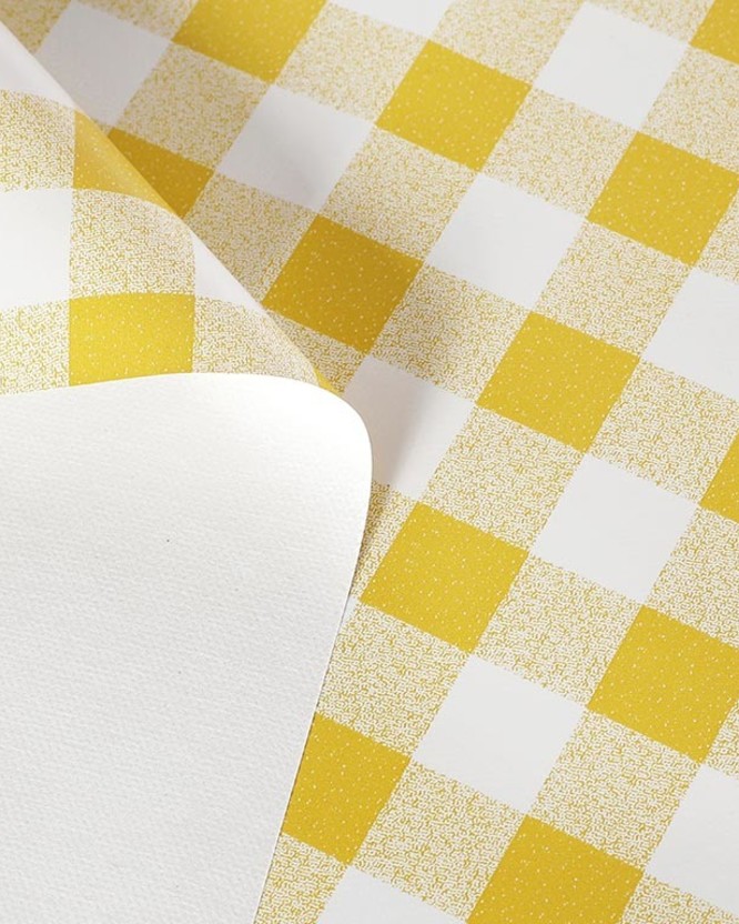 Textil hátoldalú pvc terítő - sárga kockás