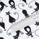 Pamutvászon SIMONA - fekete macskák fehér alapon - méteráru szél.145 cm