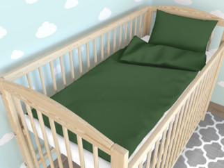 Gyermek pamut ágyneműhuzat kiságyba - sötétzöld