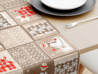 Karácsonyi dekoratív asztali futó - hóemberek