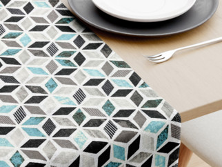 Dekoratív asztali futó VINTAGE - mozaik mintás - türkiz