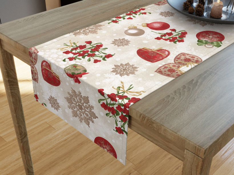 VERONA karácsonyi dekoratív asztali futó - karácsonyi díszek / vászonszövésű