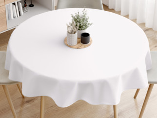 Extra erős pamut asztalterítő - fehér - kör alakú