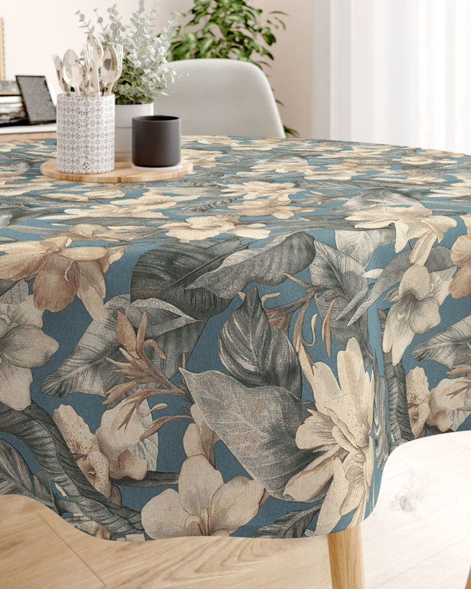 LONETA dekoratív asztalterítő - trópusi virágok - kör alakú