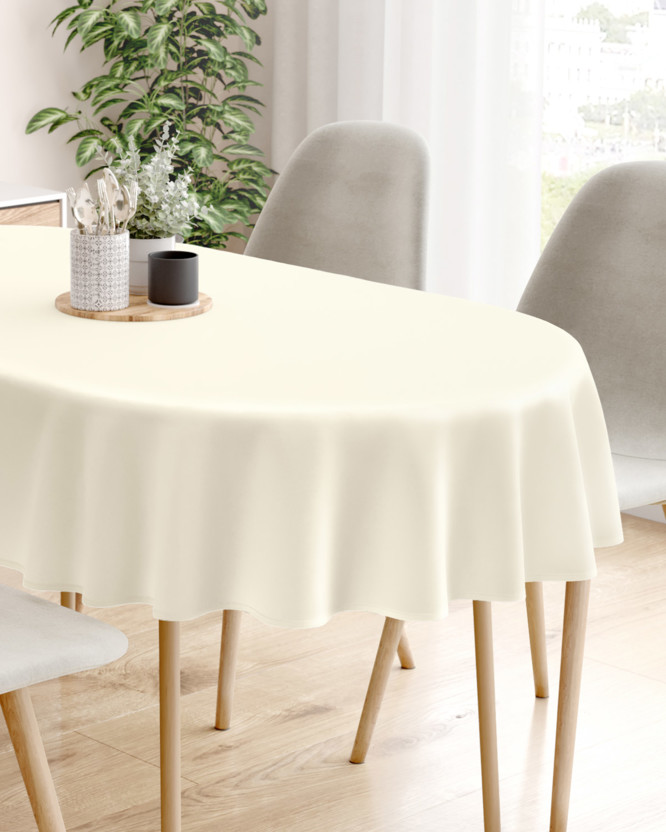 Dekoratív asztalterítő Rongo Deluxe - krémszínű, szatén fényű - ovális