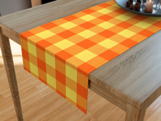 KANAFAS pamut asztali futó - nagy sárga-narancssárga kockás