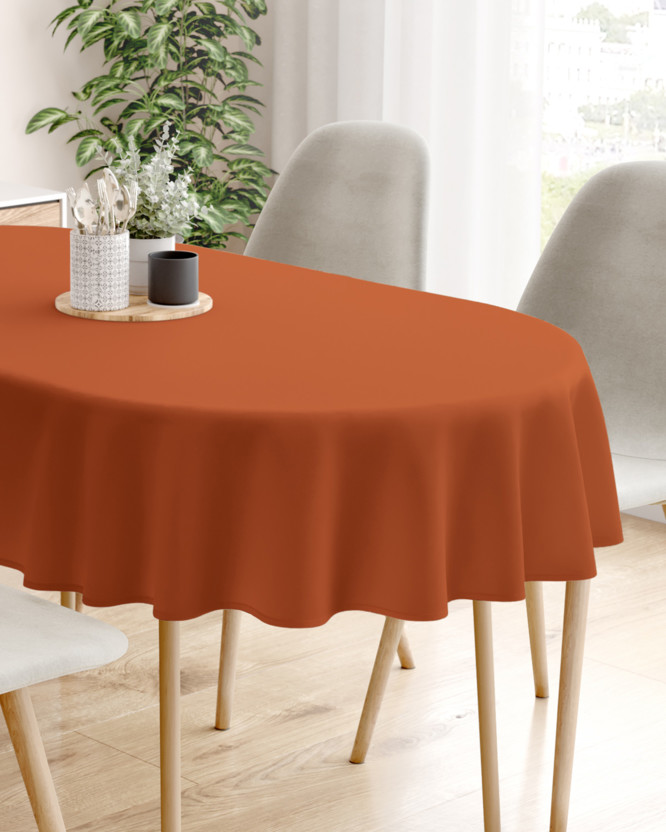 Pamut asztalterítő - tégla színű - ovális