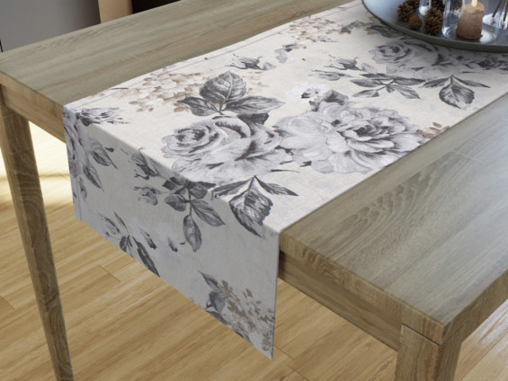 LONETA dekoratív asztali futó - nagy szürke rózsák