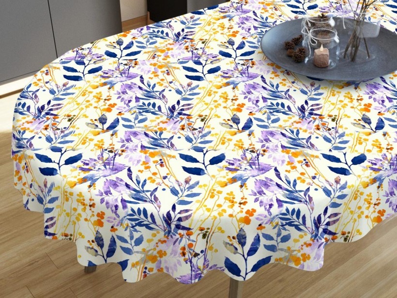 LONETA dekoratív asztalterítő - festett levelek - ovális