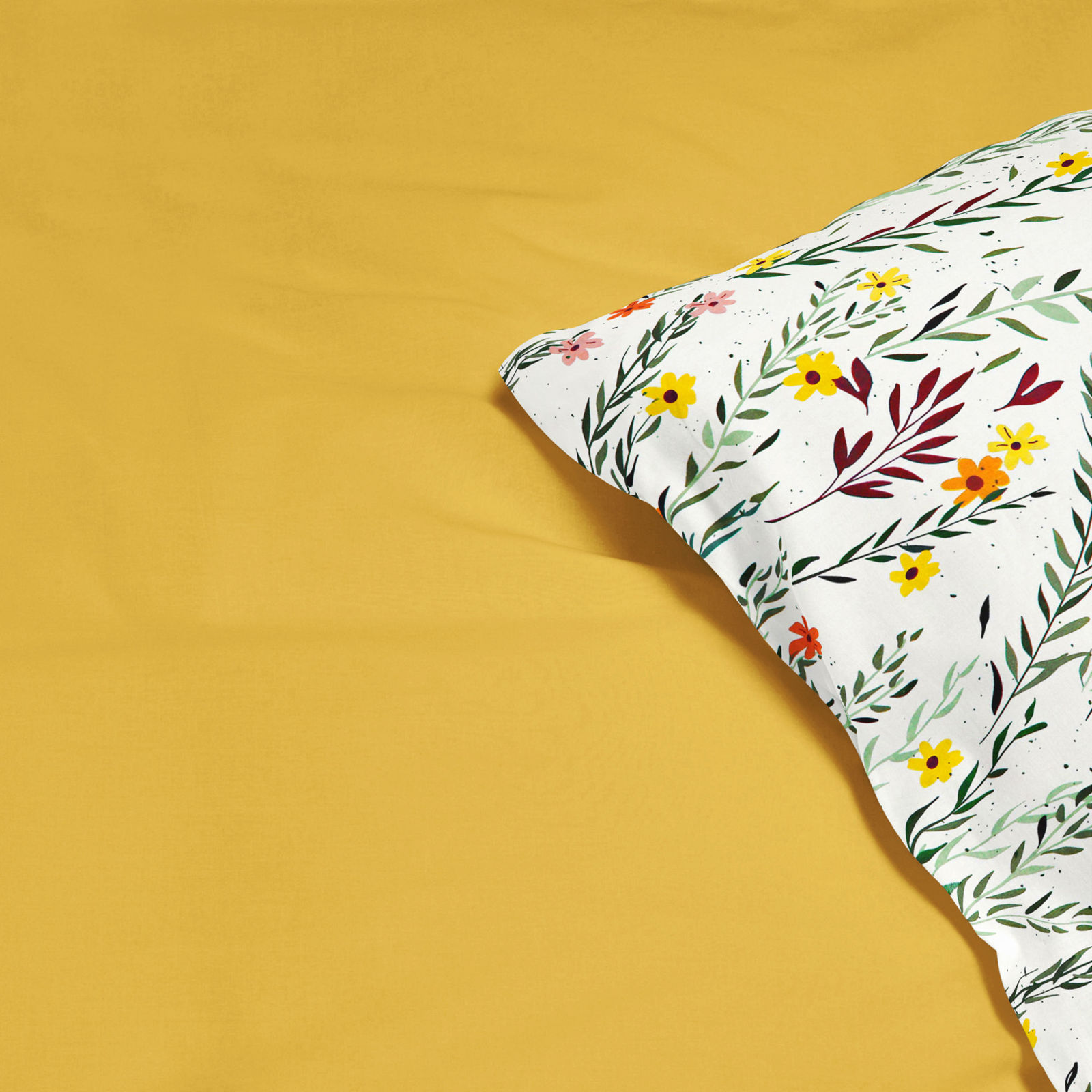Pamut ágyneműhuzat Duo - festett virágok és levelek