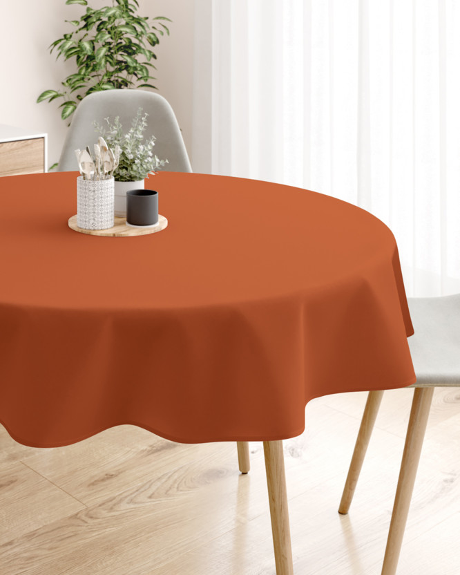Pamut asztalterítő - tégla színű - kör alakú