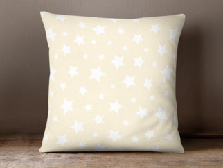 LONETA dekoratív párnahuzat - fehér csillagok világos bézs alapon