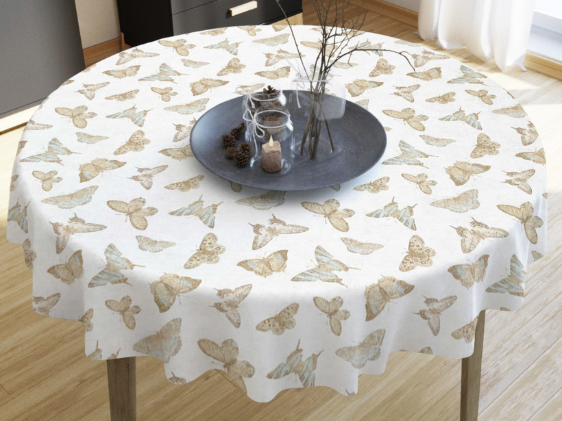 LONETA dekoratív asztalterítő - türkizszínű lepék - kör alakú