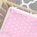 Gyermek pamut ágyneműhuzat kiságyba - fehér csillagok rózsaszín alapon