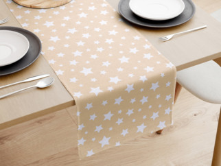 LONETA dekoratív asztali futó - fehér csillagok bézs alapon