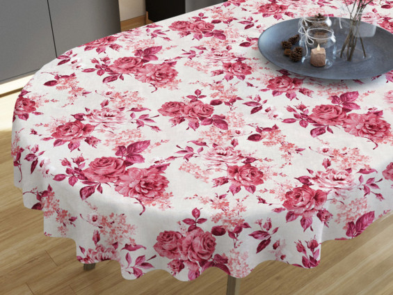 LONETA dekoratív asztalterítő - nagy piros rózsák - ovális