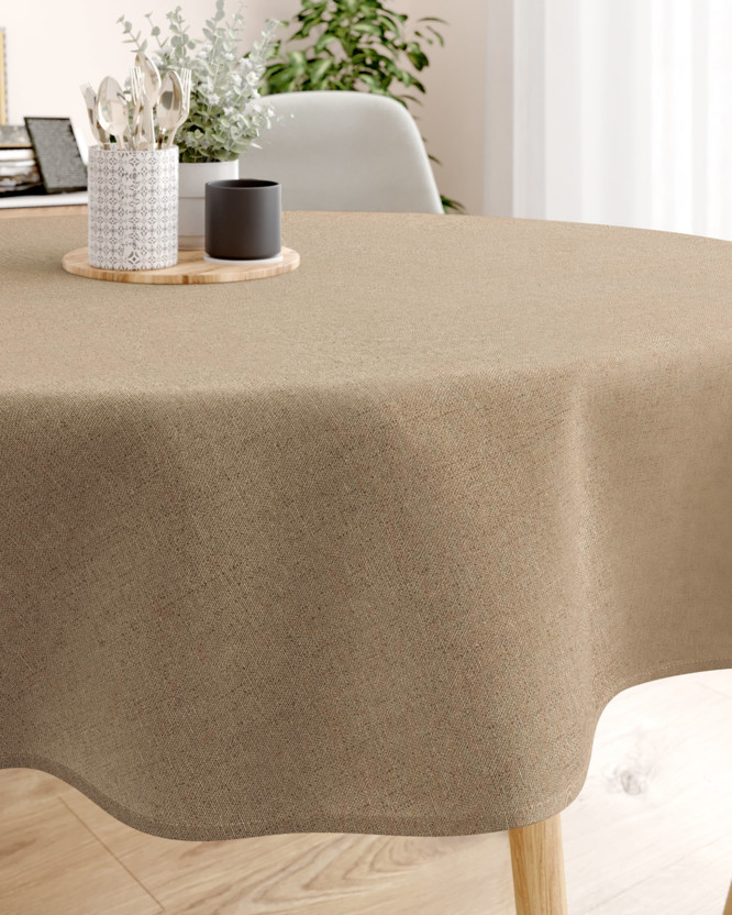 Loneta dekoratív asztalterítő - kávé természetes - kör alakú