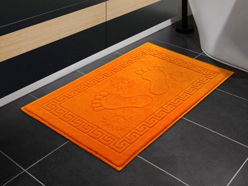 Frottír fürdőszobai szőnyeg „lábnyomok” narancssárga - 50 x 70 stará