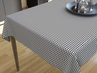 Pamut asztalterítő - fekete - fehér kockás