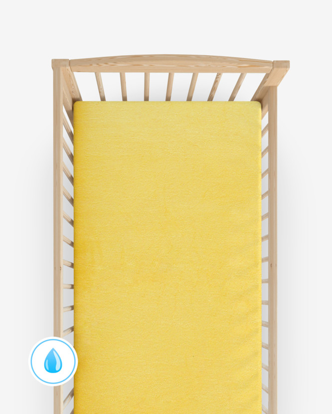 Nem áteresztő frottír matracvédő kiságyba - sárga