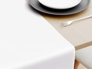 Dekoratív asztali futó - fehér, szatén fényű