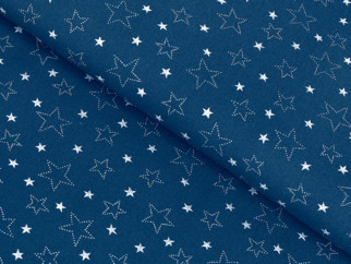 Karácsonyi pamut ágyneműhuzat SIMONA - cikkszám X - 16 fehér csillagok kék alapon - méteráru szél. 150 cm