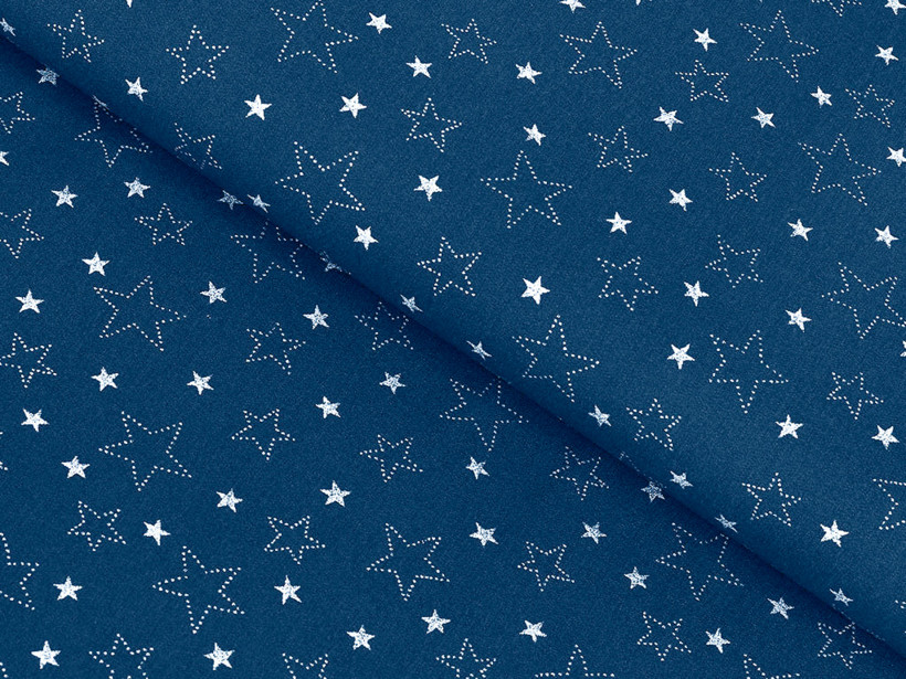 Karácsonyi pamut ágyneműhuzat - cikkszám X - 16 fehér csillagok kék alapon